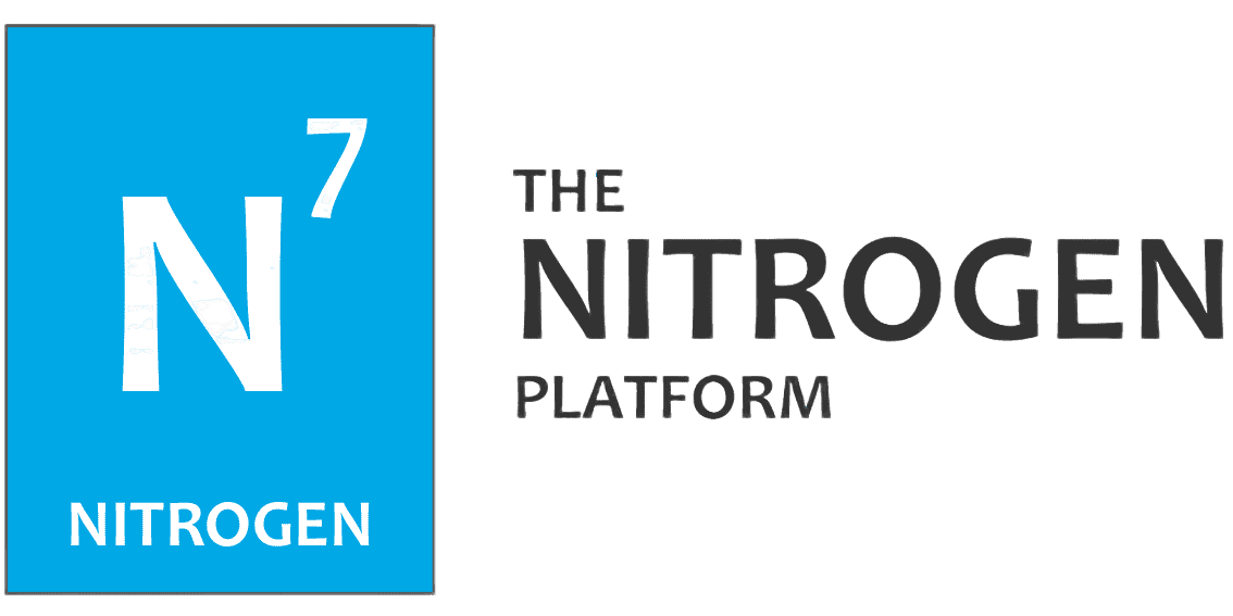 Blue square with a large white letter 'N' and a superscript 7, labeled 'NITROGEN,' next to the words 'THE NITROGEN PLATFORM' in bold letters.